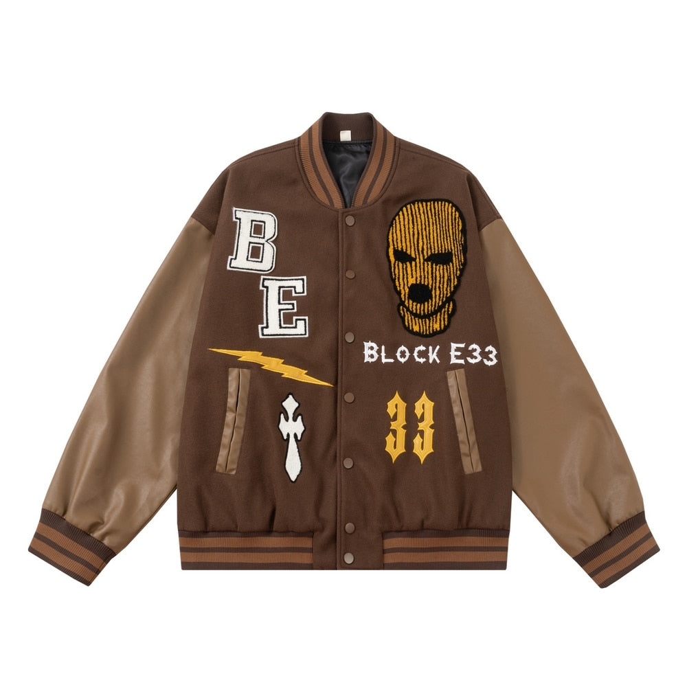 Baseball Jackets Men Hip Hop Gangster Hood inspired Brown Insane Dress