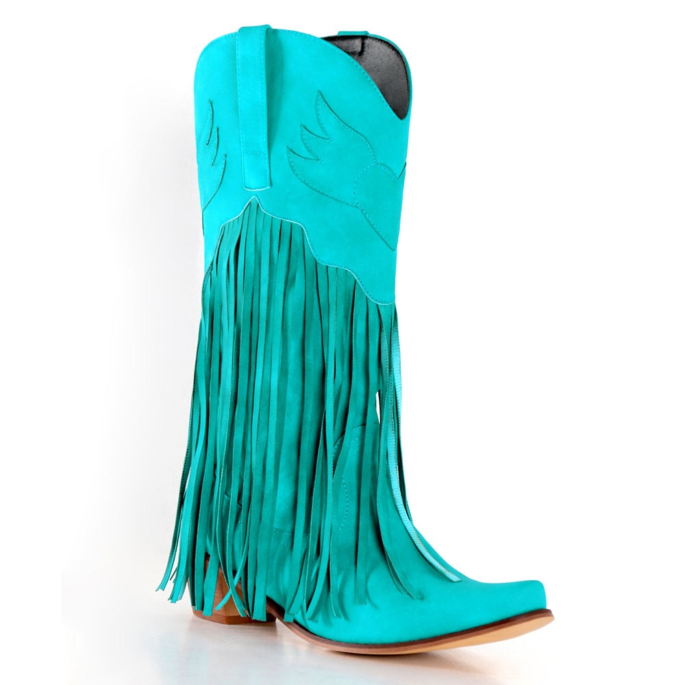 Retro Western Fringe Cowboy Cowgirl Boots Green Insane Dress