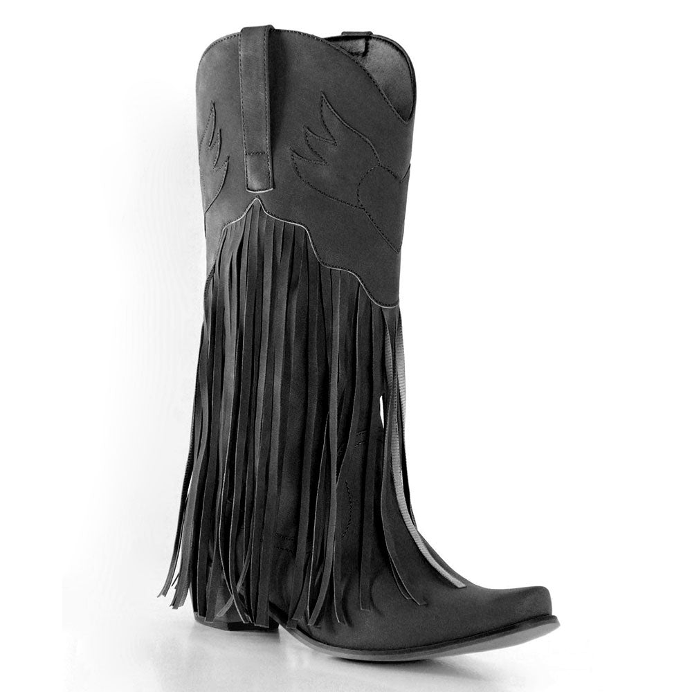 Retro Western Fringe Cowboy Cowgirl Boots Black Insane Dress