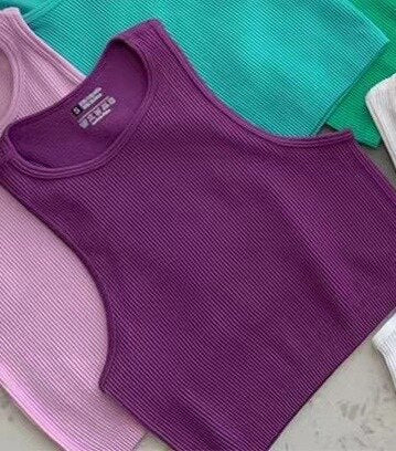 Tank Tops Crop Basic O Neck Tops Purple Insane Dress