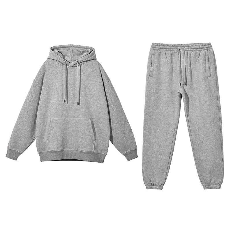 Completo tuta over hoodie fleece Kennie grey sets Insane Dress