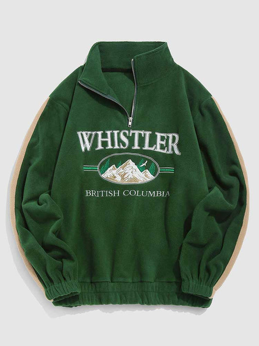 Felpa pile unisex Whistler ricamo vintage zip Green Insane Dress