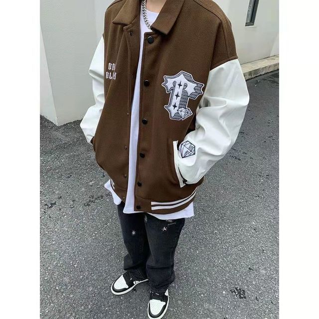 Varsity Jacket Bomber oversize vintage inspo brown3 Insane Dress