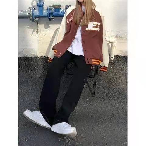 Varsity Jacket Bomber oversize vintage inspo brown2 Insane Dress