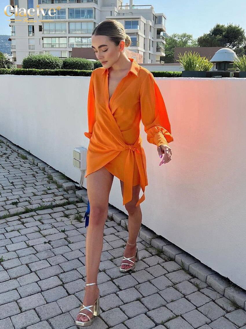 Abito Orange donna incrociato con colletto Insane Dress