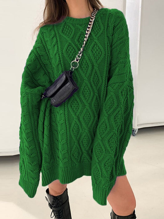 Maglione donna oversize treccia dark green Insane Dress
