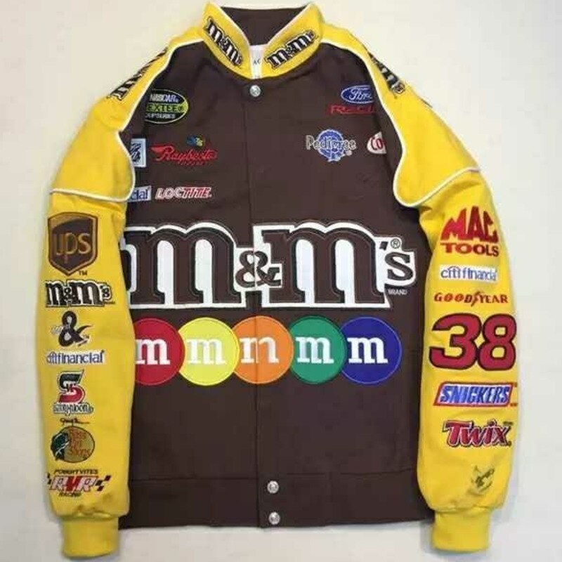 bomber M&M Racing coats Varsity vintage inspo ricamato thin yellow Insane Dress