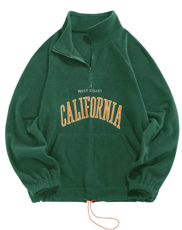 Felpa full zip California ricamo vintage unisex Green Insane Dress