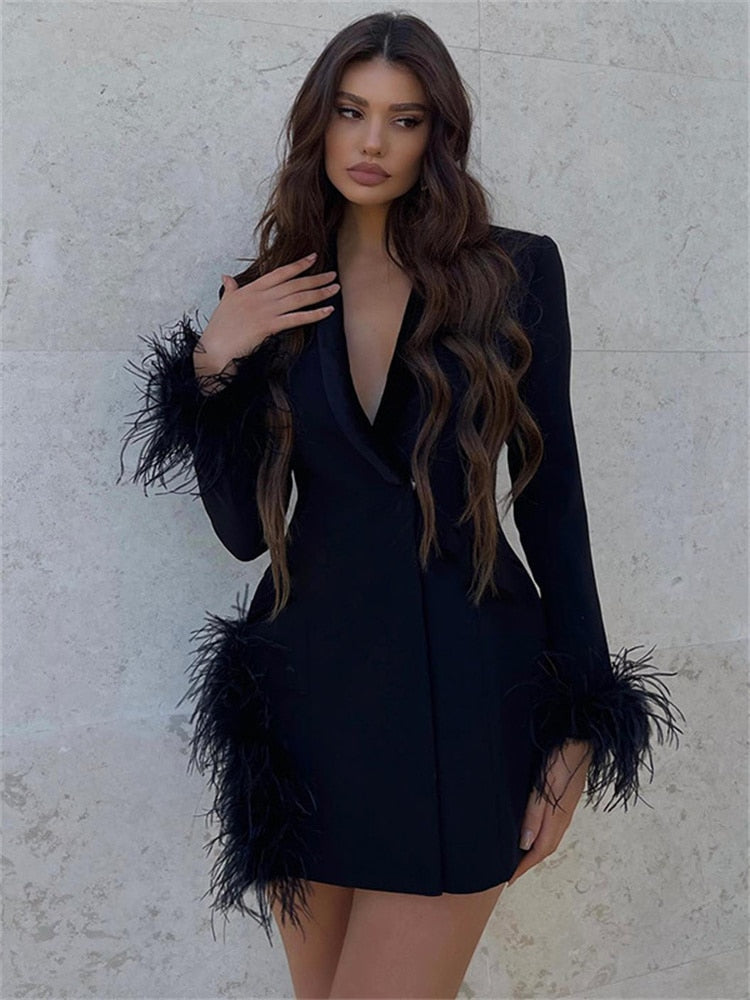 Abito blazer fur scollato Gilda Insane Dress