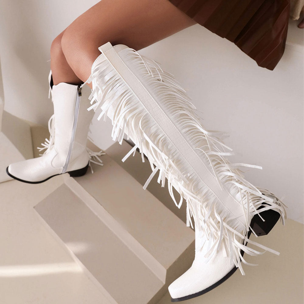 Fringes Zipper Vintage Western Cowboy Boots Insane Dress