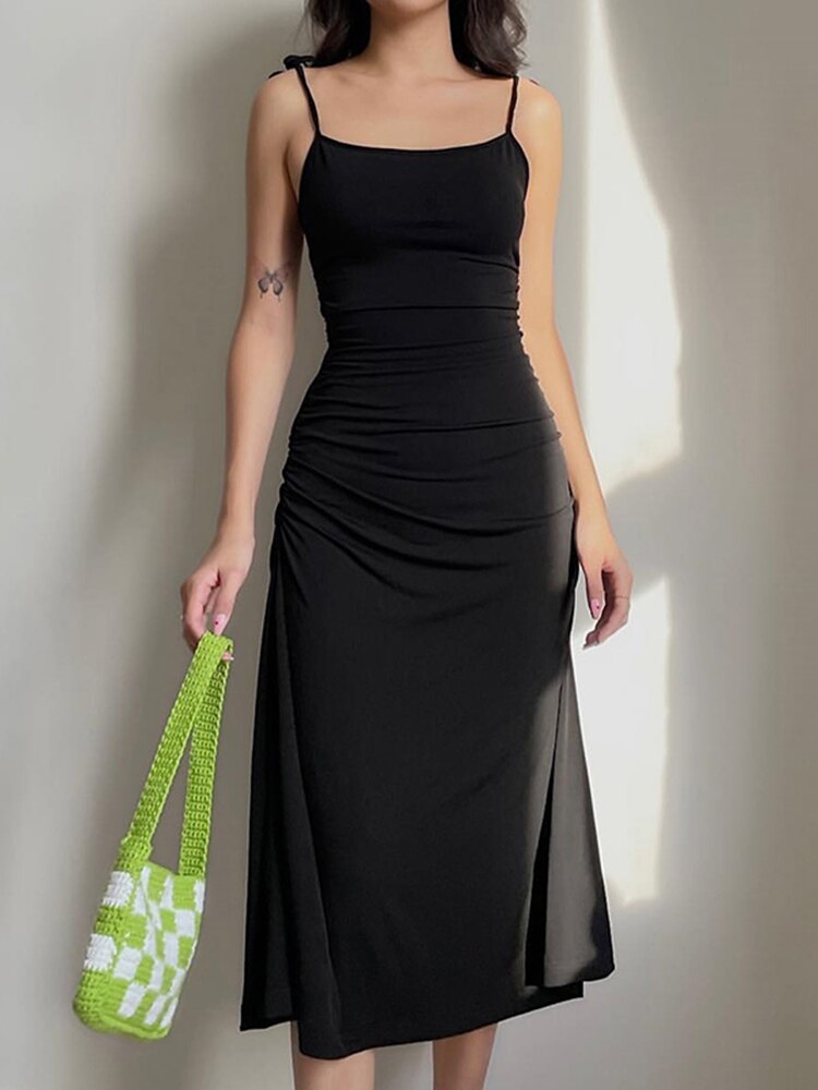 Abito longo Zaira scollato con spacchi laterali Black Insane Dress