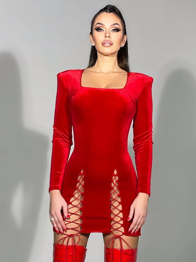 Abito corto lace up scollato Scarlet Insane Dress