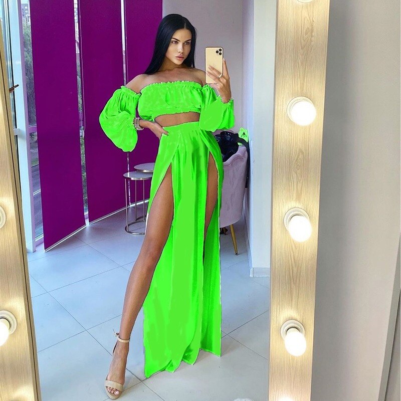 Completo donna gonna lunga e top rouge green One Size Insane Dress