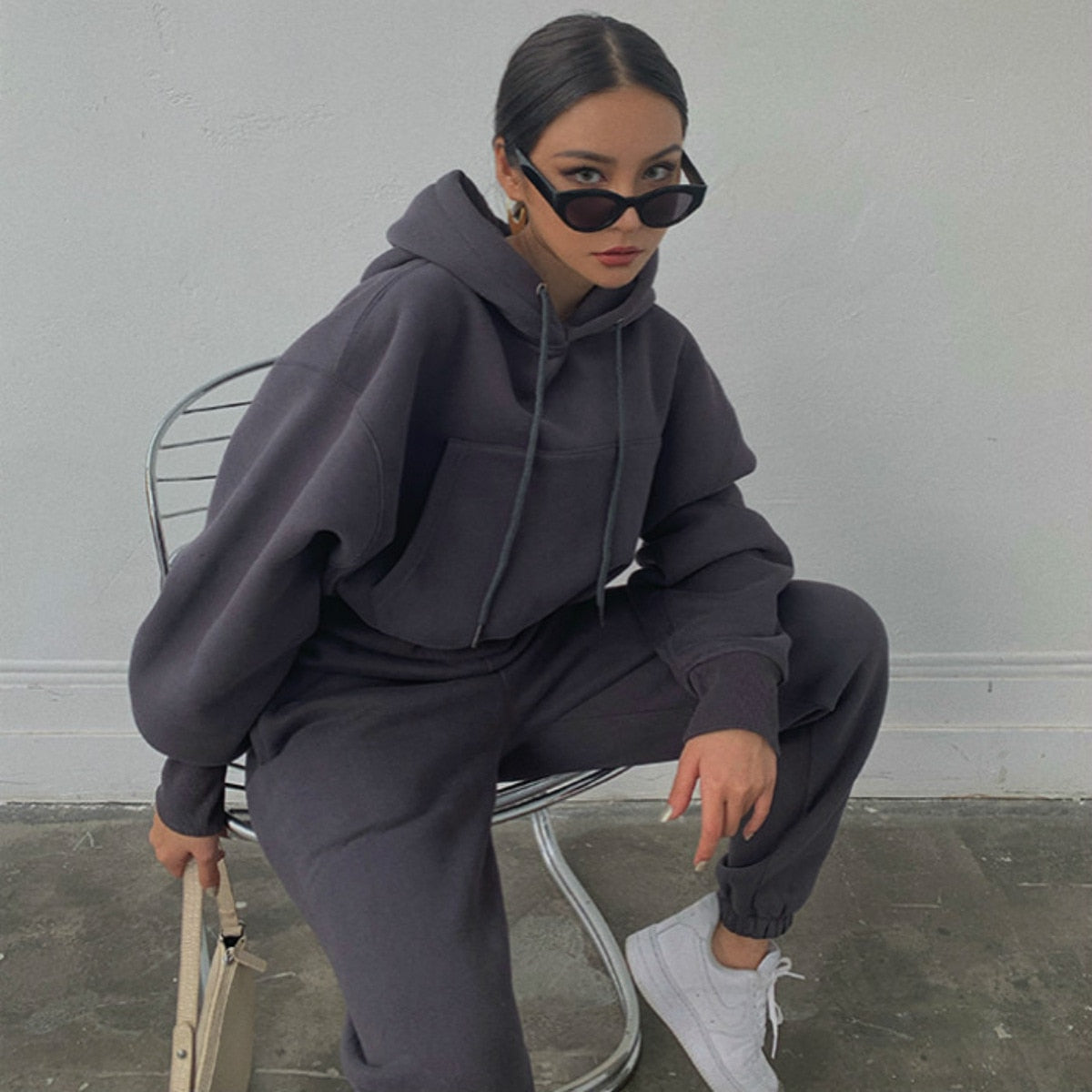 Track suits Hoodie and Pants Set Dark Grey Insane Dress