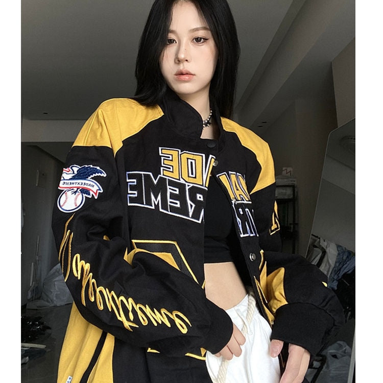 Bomber Varsity Jacket American Racing Hip Hop Vintage Insane Dress