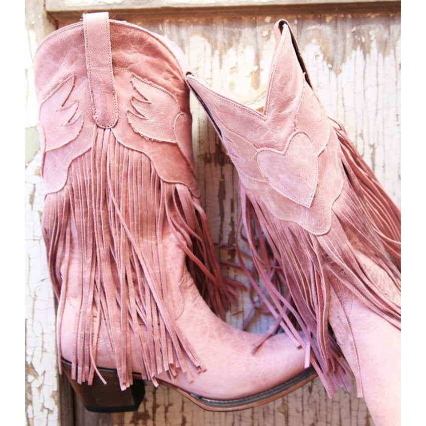 Retro Western Fringe Cowboy Cowgirl Boots Insane Dress