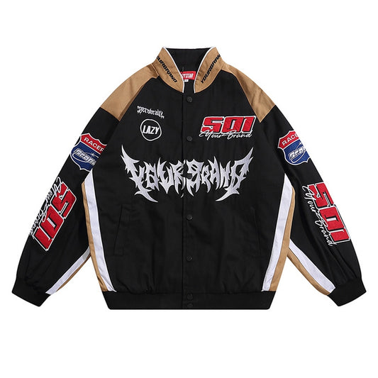 Bomber patch racing ricamo streetwear oversize unisex Black Insane Dress