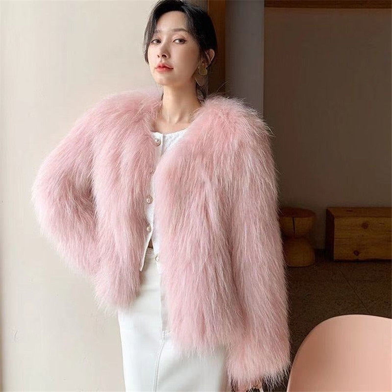 Faux Fur Coat Outerwear Furry Fluffy Women Insane Dress