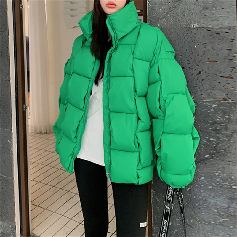 Piumino oversize quadroni super puffy Green Insane Dress