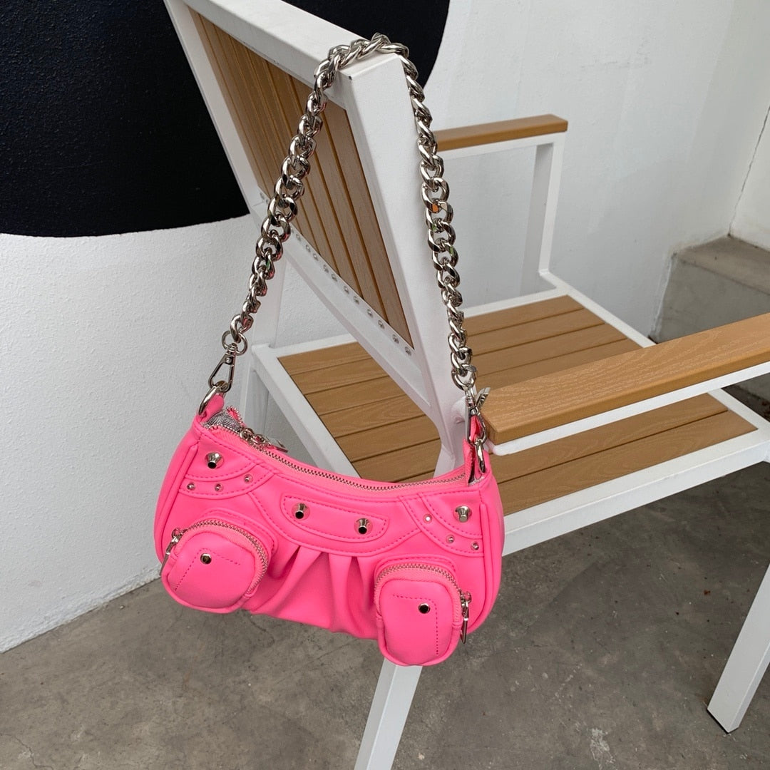 Borsa Carlotta con tracollina modello biker rose Pink Insane Dress