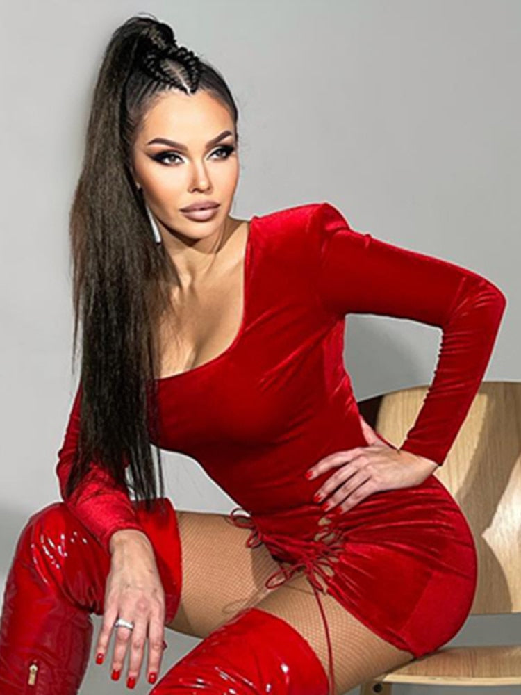 Abito corto lace up scollato Scarlet Insane Dress