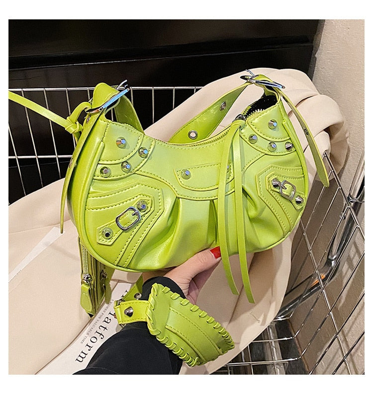 Borsa biker Jodie donna con borchie Apple Green Insane Dress