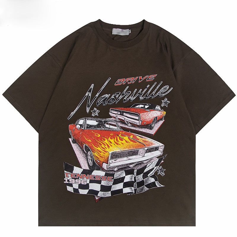 T-Shirt Streetwear Car Nashville vintage nascar uomo Brown Insane Dress