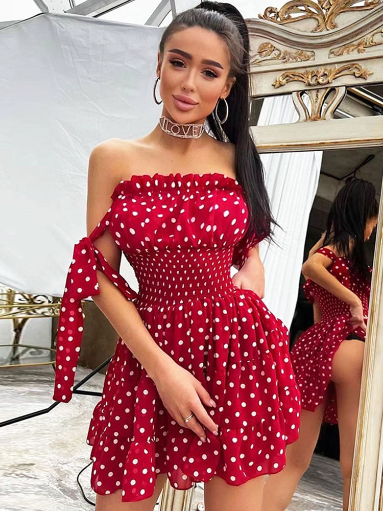 Sweet Boho Dress Cute Red Polka Dot Insane Dress