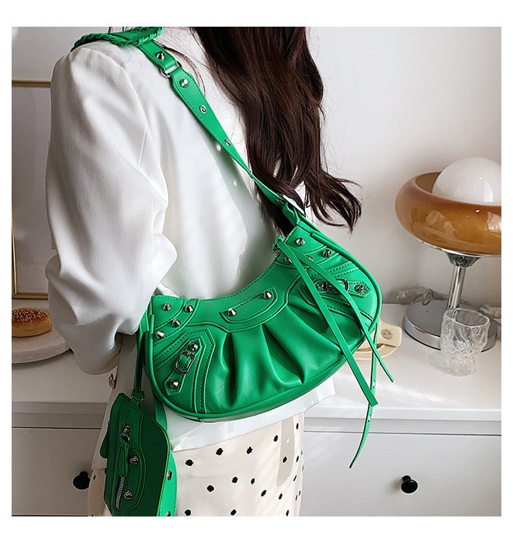 Borsa biker Jodie donna con borchie Green Insane Dress