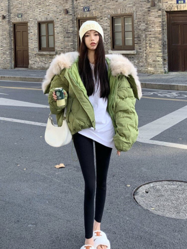 Bomber parka oversize ecopelliccia donna Green Insane Dress