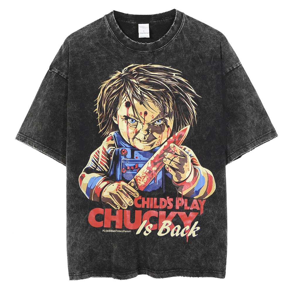 T shirt vintage chucky horror movie uomo Black Insane Dress