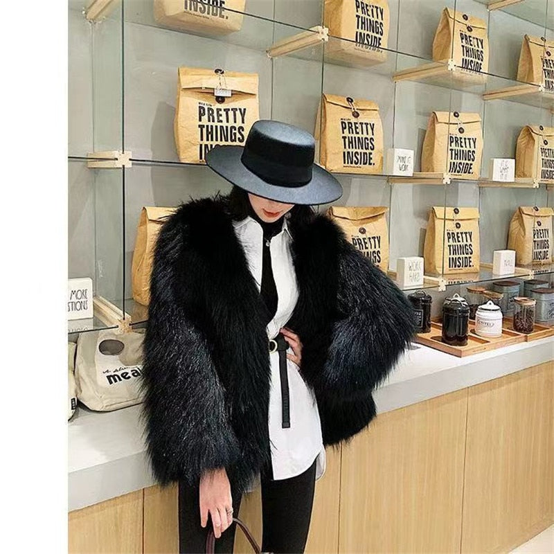 Faux Fur Coat Outerwear Furry Fluffy Women 2 Insane Dress