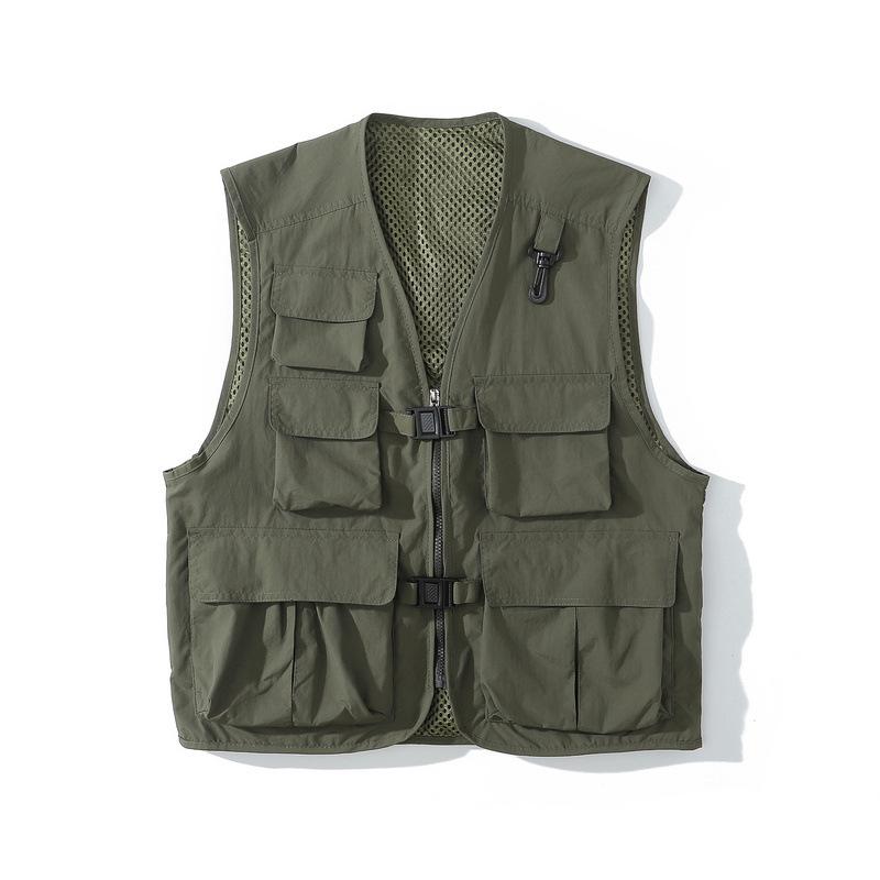 Gilet cargo tattico con fibie tasconato Army Green Insane Dress