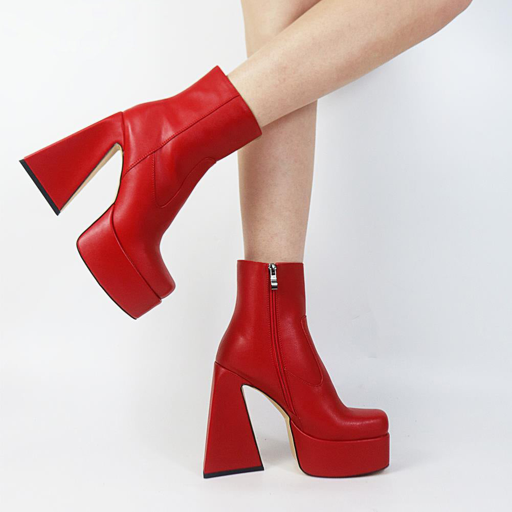 Stivale donna Ankle Boots Zipper Lolita Red Insane Dress