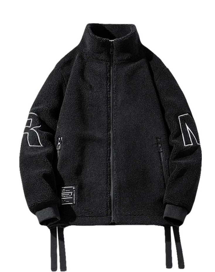 Bomber teddy ricamo uomo full zip streetwear Black Insane Dress