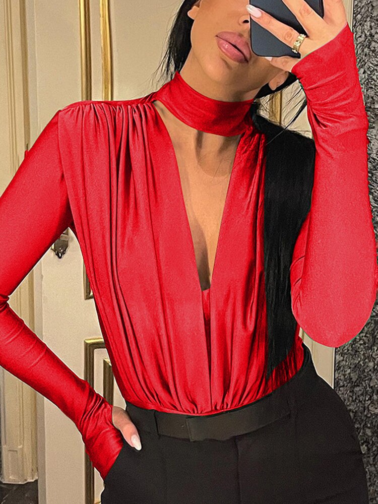 Body Africa donna colletto scollato Red Insane Dress