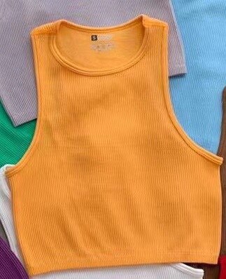 Tank Tops Crop Basic O Neck Tops Orange Insane Dress