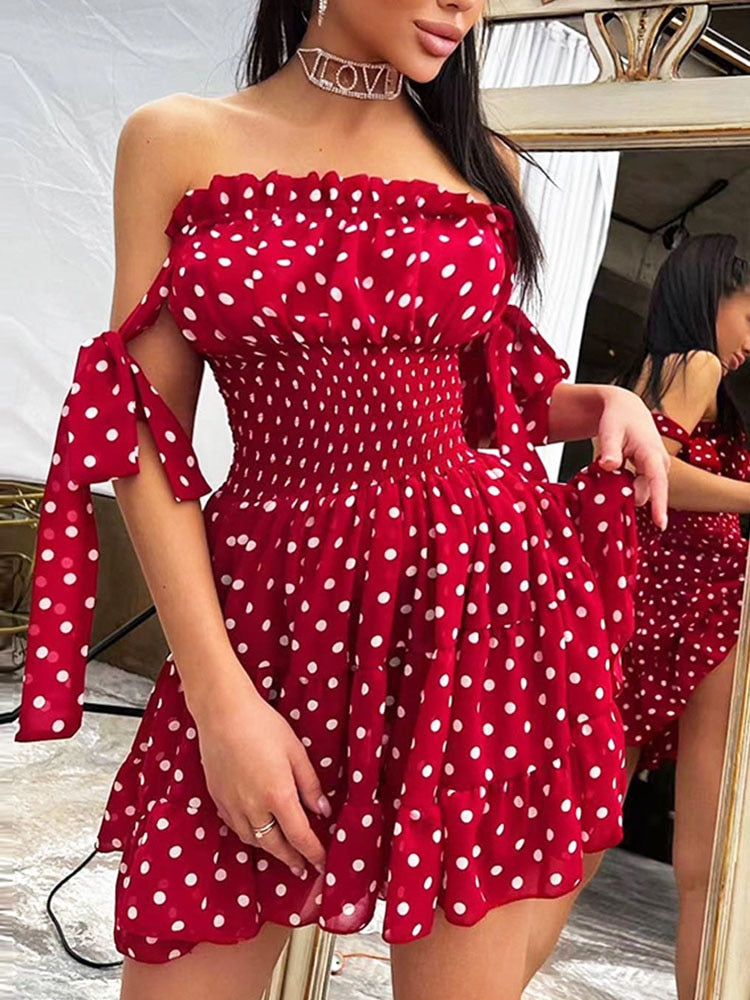 Sweet Boho Dress Cute Red Polka Dot Insane Dress