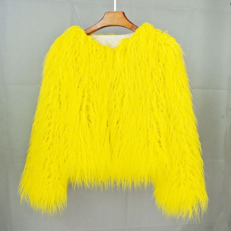 Eco pelliccia pelo lungo colors Yellow Insane Dress