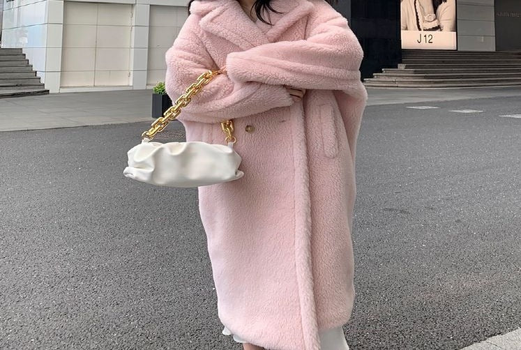 Teddy coat lungo oversize Pink Insane dress