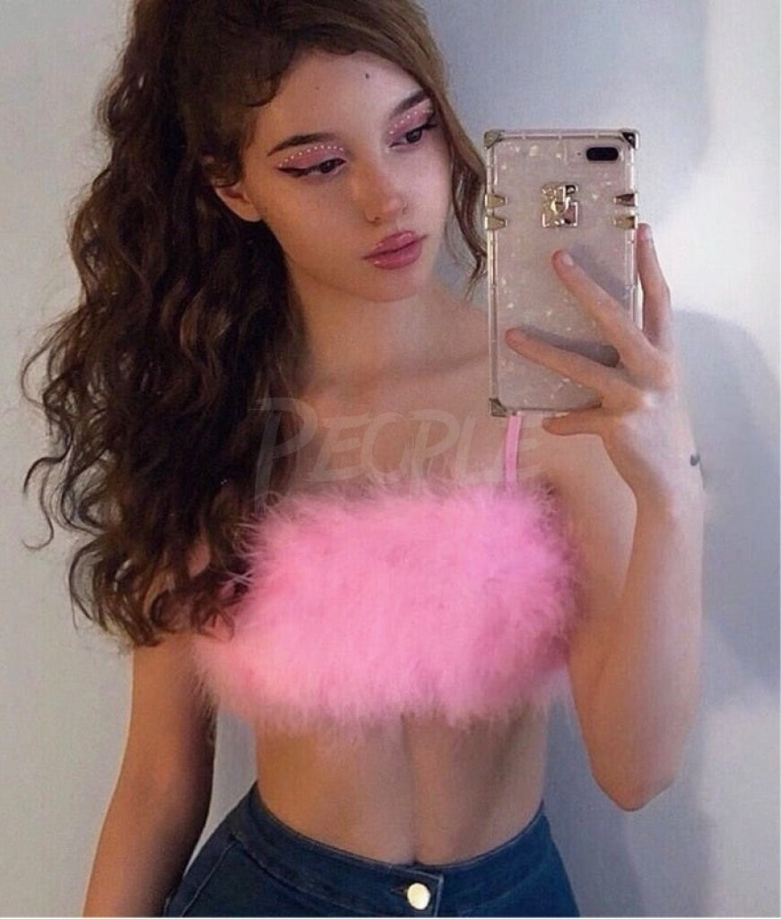 velvet fur crop top Pink Insane dress