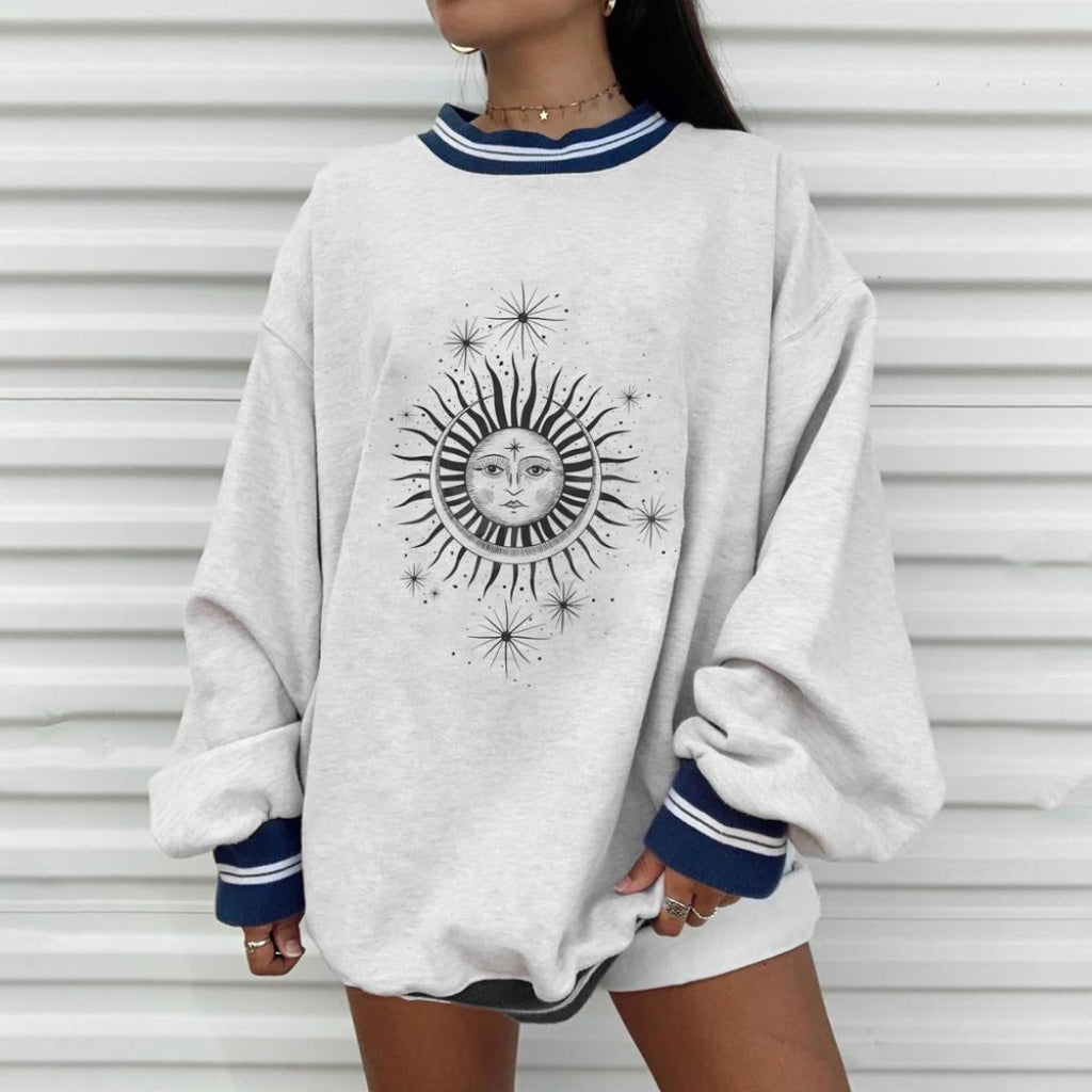 felpa loose sun star vintage Gray MUST HAVE