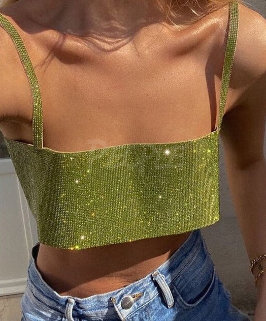 Glitter Crop Top lime Insane dress