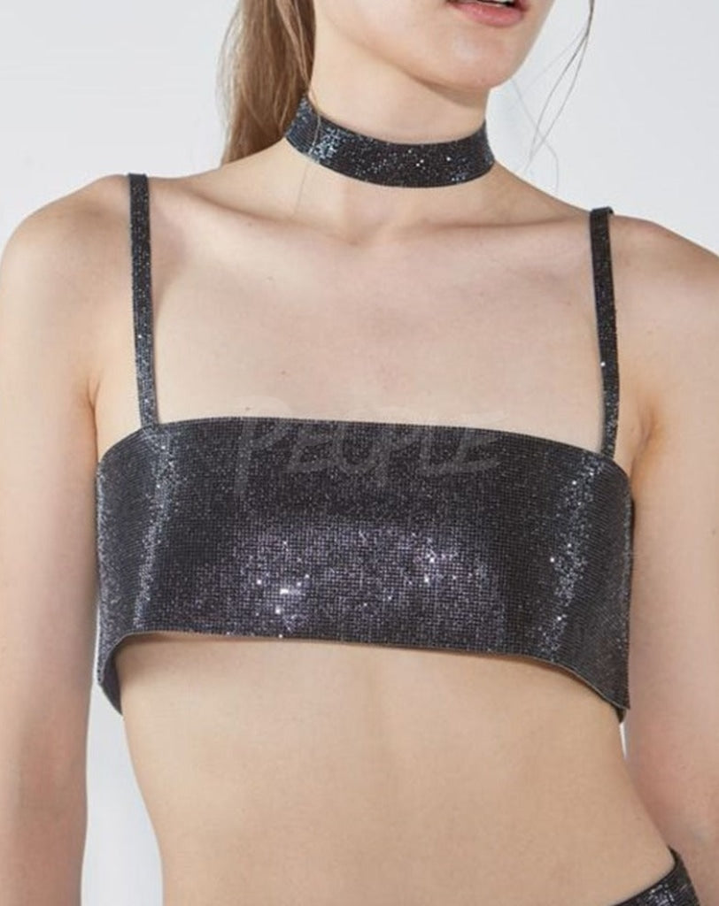 Glitter Crop Top nero Insane dress