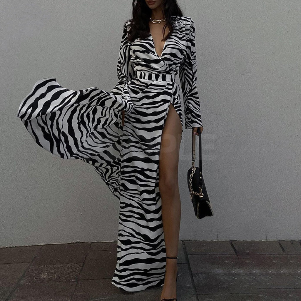 abito lungo zebra Print Insane dress