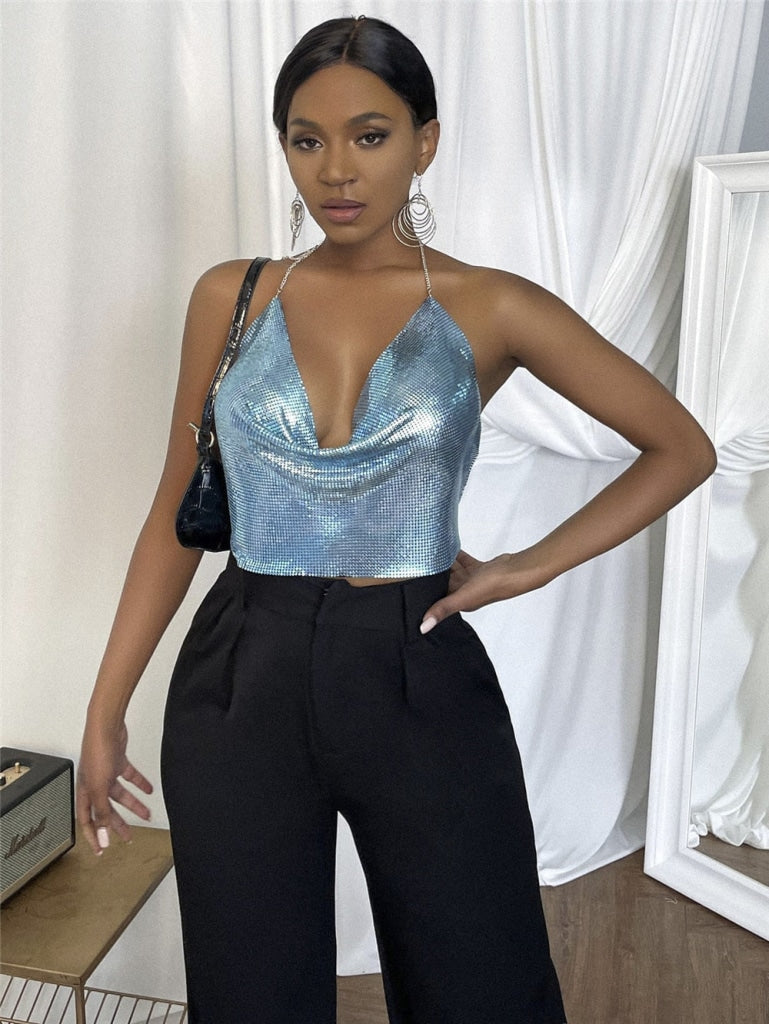 Metal Crop Top Blue MUST HAVE