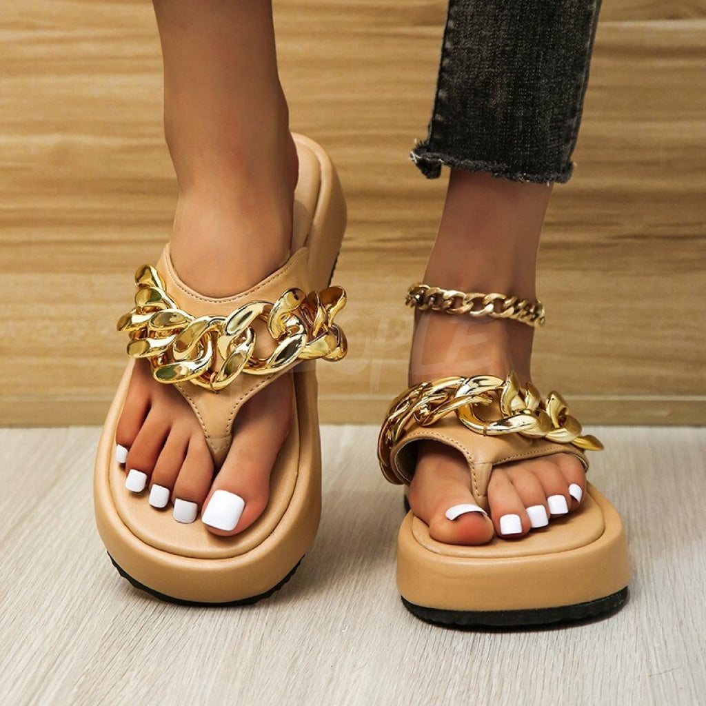 Slippers Chain Khaki MUST HAVE