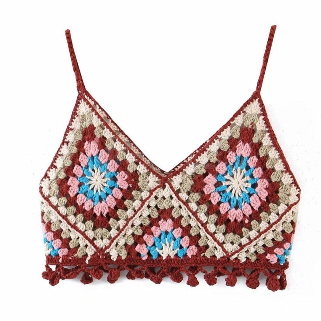 Handmade Crochet top Wine Red One Size MUST HAVE