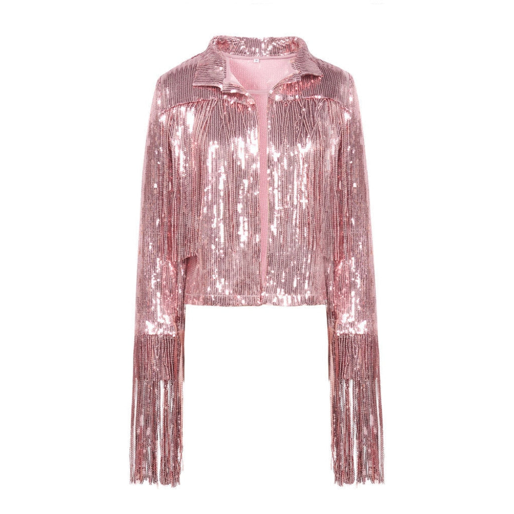 giacca frangia glitter Pink MUST HAVE