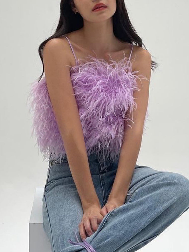 Fur crop top Purple MUST HAVE